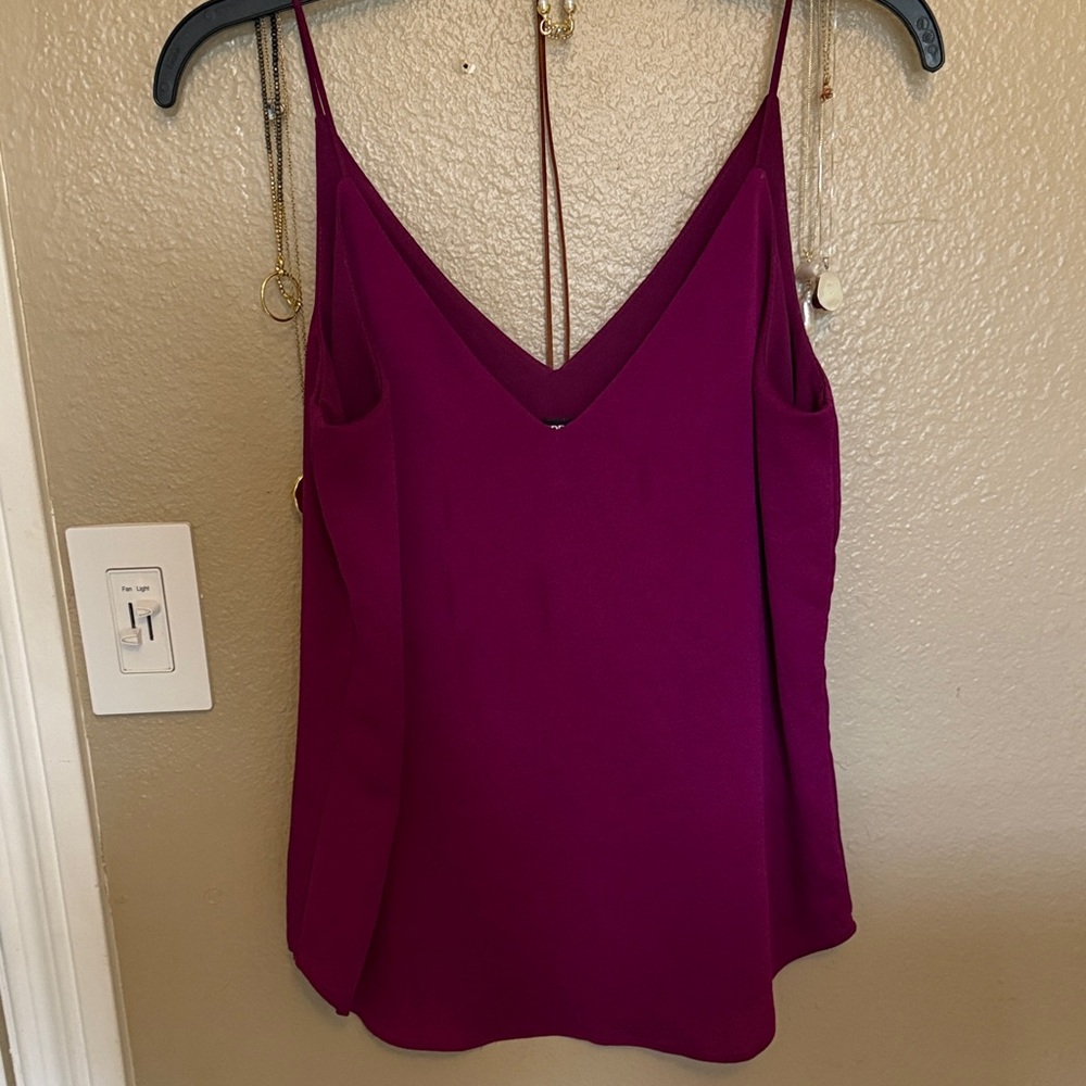 Express V-Neck Slim-Strap Camisole in Deep Magenta